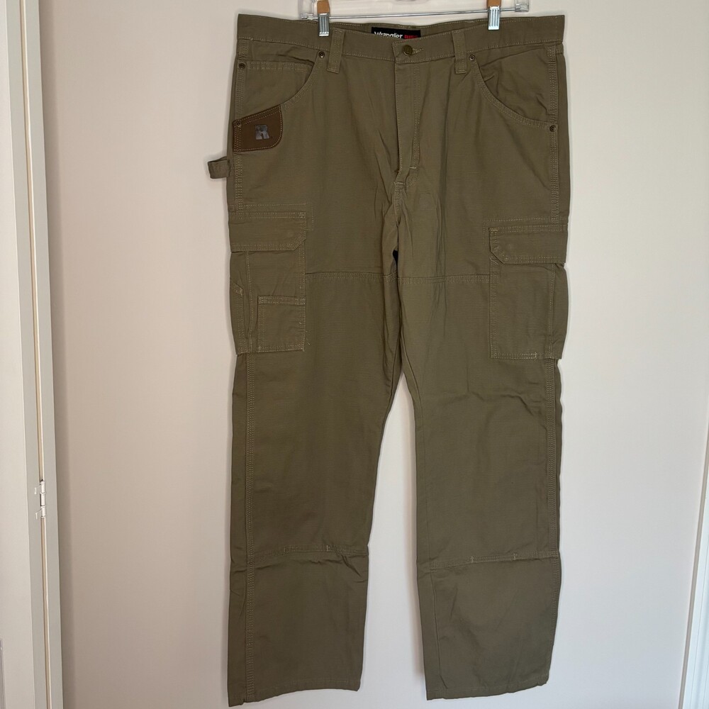 WRANGLER NEW Ranger Riggs Workwear Relaxed Fit Mens 40x32 Tan Cargo Zip Button